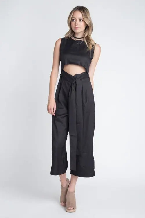 Women's Sleeveless Tie Jumpsuit with Slit Amazing Hot Prices For You