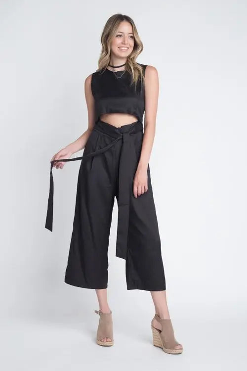 Women's Sleeveless Tie Jumpsuit with Slit Amazing Hot Prices For You