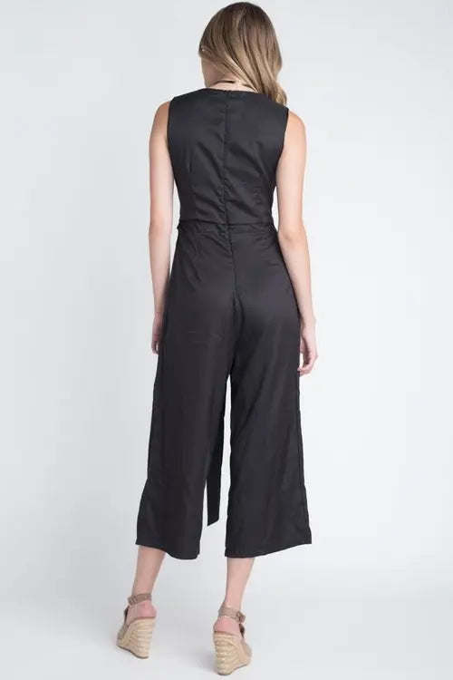Women's Sleeveless Tie Jumpsuit with Slit Amazing Hot Prices For You