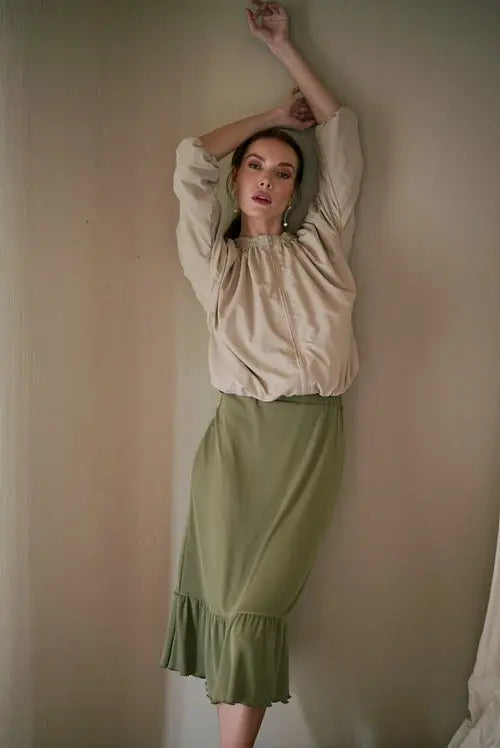 NORMA Recycled Ruffle Jacket, in Beige Amazing Hot Prices For You