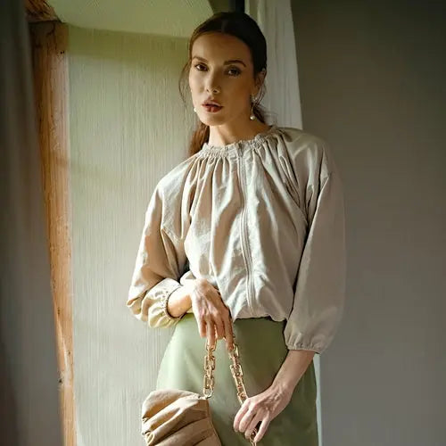 NORMA Recycled Ruffle Jacket, in Beige Amazing Hot Prices For You