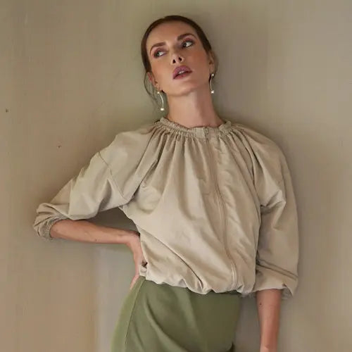 NORMA Recycled Ruffle Jacket, in Beige Amazing Hot Prices For You