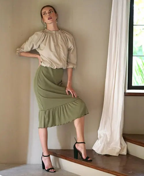 NORMA Recycled Ruffle Jacket, in Beige Amazing Hot Prices For You