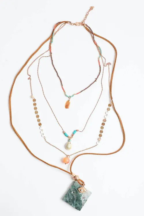 Four Layer Stone and Shell Bohemian Necklace Amazing Hot Prices For You