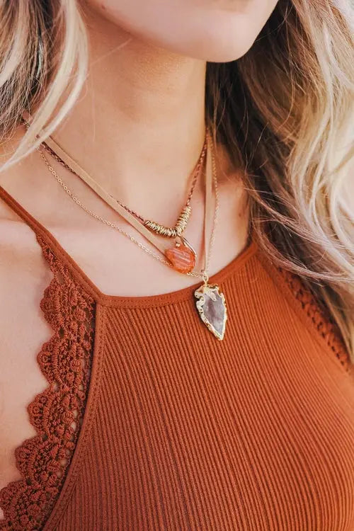 Carnelian & Brown Agate Suede Necklace Amazing Hot Prices For You