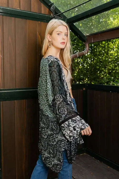 Airy Kimono With Playful Pattern Amazing Hot Prices For You