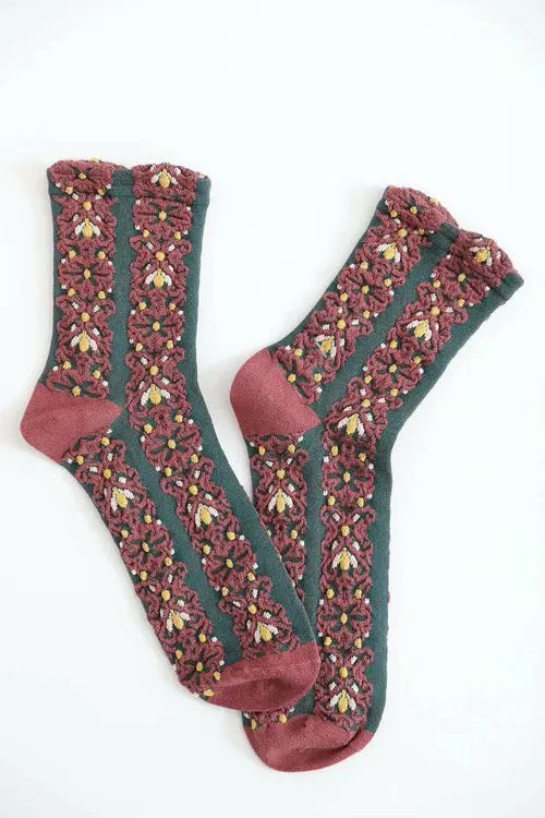 Embroidered Flower Pattern Socks Amazing Hot Prices For You