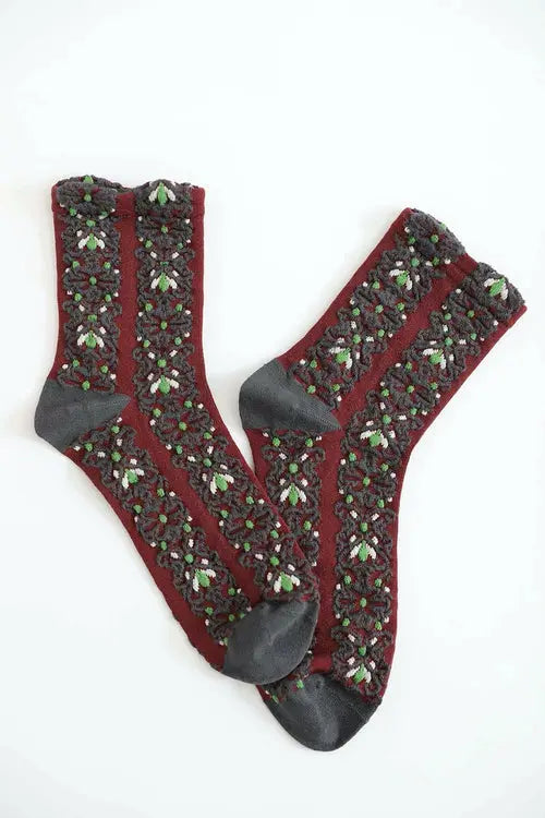 Embroidered Flower Pattern Socks Amazing Hot Prices For You