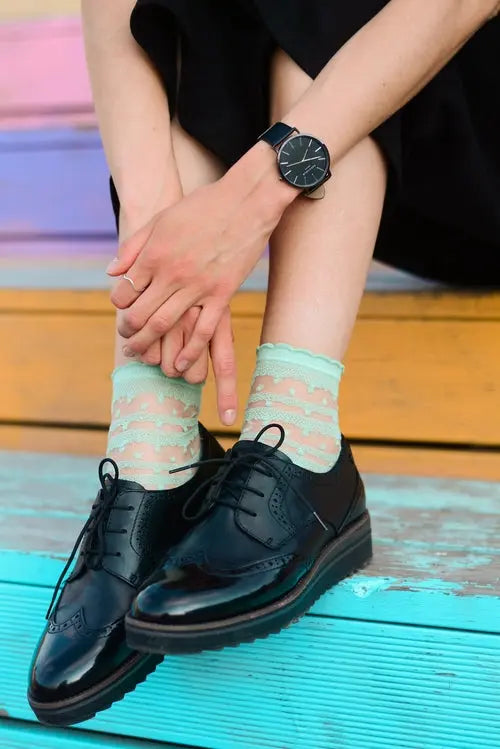 ANTONINA sheer light green socks for women Amazing Hot Prices For You