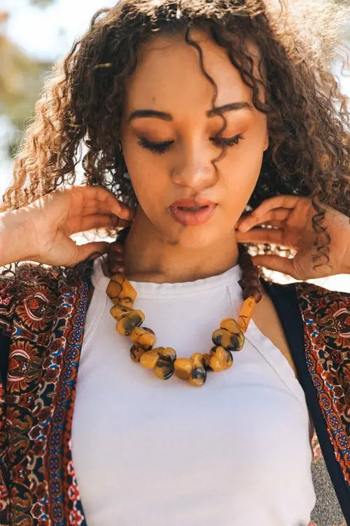Chunky Amber Beaded Necklace Amazing Hot Prices For You