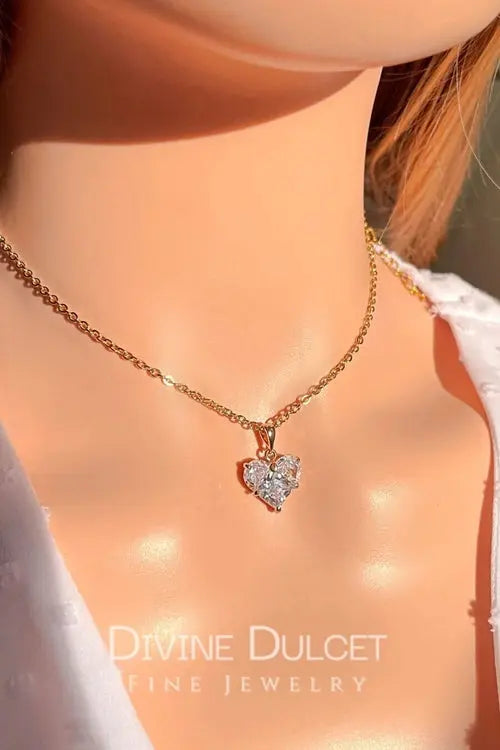 24 Karats CZ Heart Pendant Necklace Amazing Hot Prices For You
