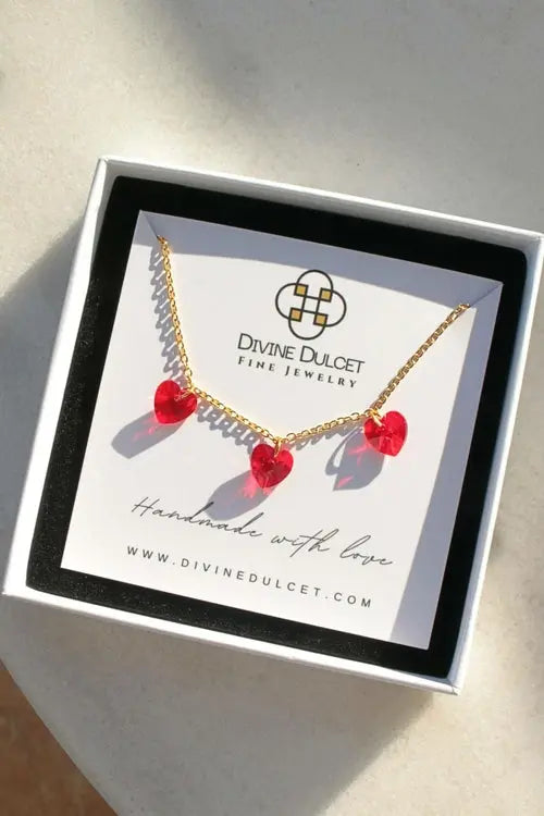 3 Red Hearts 24 Karat Gold Necklace Amazing Hot Prices For You