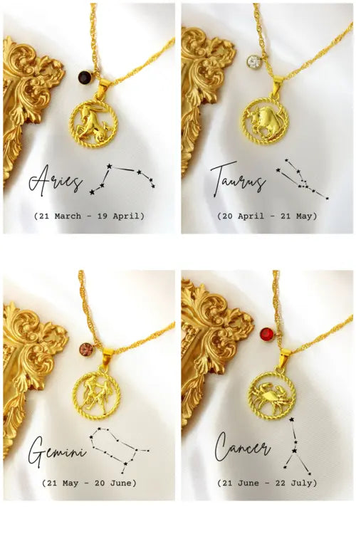 18K Zodiac Sign and Birthstone Necklace Amazing Hot Prices For You