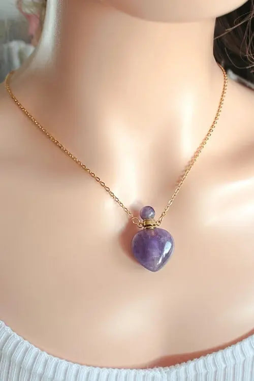 Heart Crystals Bottles 24 Karats Natural Crystals Necklaces Amazing Hot Prices For You