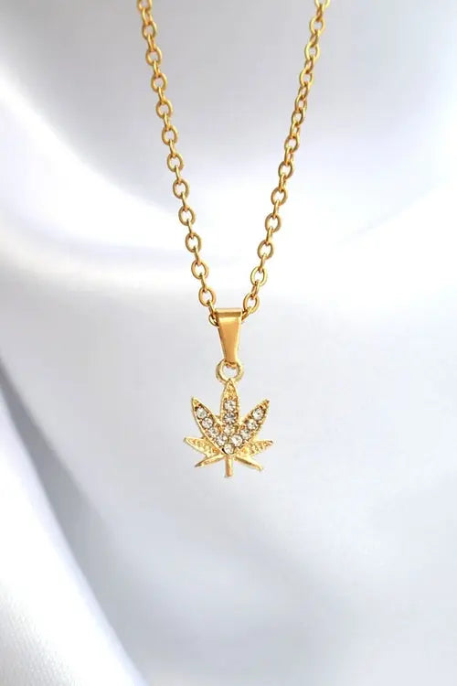 24 Karats Dainty Cannabis Leaf Necklace Amazing Hot Prices For You