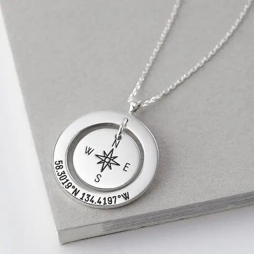 Coordinates Necklace • Long Distance Gift • Latitude Longitude jewelry Amazing Hot Prices For You