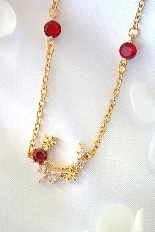 “Fairy Garden” 24K Red CZ Necklace Amazing Hot Prices For You