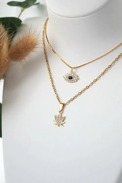 24 Karats Dainty Cannabis Leaf Necklace Amazing Hot Prices For You