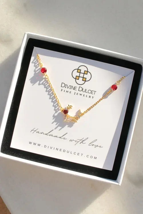 “Fairy Garden” 24K Red CZ Necklace Amazing Hot Prices For You