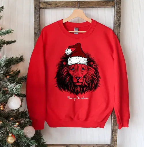 Lion Christmas Sweatshirt Amazing Hot Prices For You