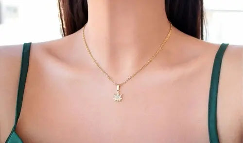24 Karats Dainty Cannabis Leaf Necklace Amazing Hot Prices For You