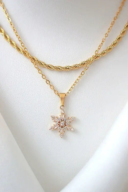 24 Karats Snowflake Necklace Amazing Hot Prices For You
