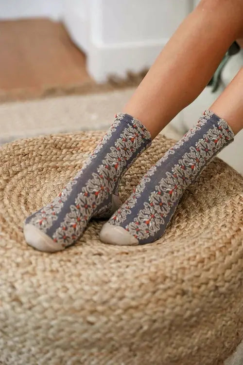 Embroidered Flower Pattern Socks Amazing Hot Prices For You
