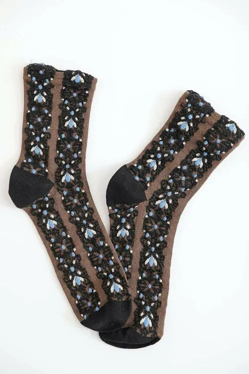 Embroidered Flower Pattern Socks Amazing Hot Prices For You
