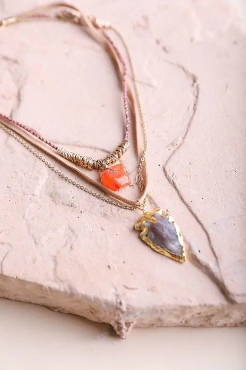 Carnelian & Brown Agate Suede Necklace Amazing Hot Prices For You
