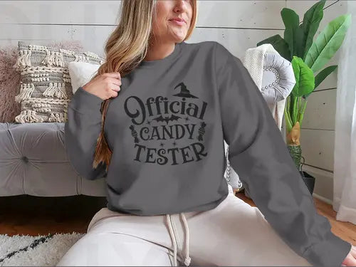 Official Candy Tester Vector Halloween Design for Sweatshirt - Amazing Hot Prices For You