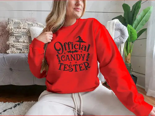 Official Candy Tester Vector Halloween Design for Sweatshirt - Amazing Hot Prices For You
