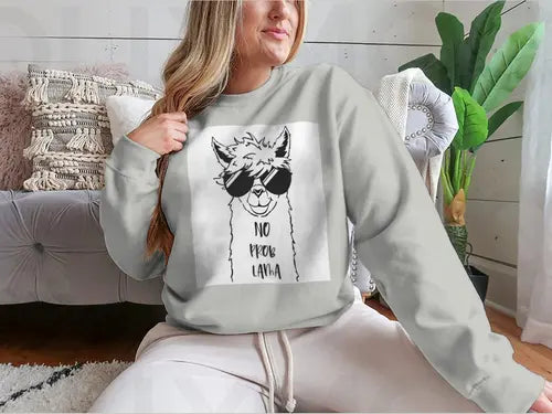 Cute Llama Face With Sunglasses Design for Sweatshirt Amazing Hot Prices For You
