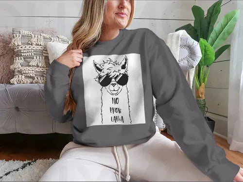 Cute Llama Face With Sunglasses Design for Sweatshirt Amazing Hot Prices For You