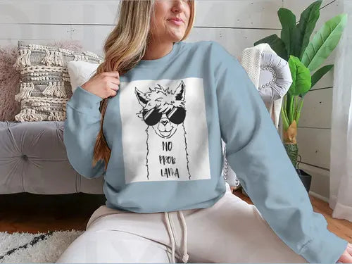 Cute Llama Face With Sunglasses Design for Sweatshirt Amazing Hot Prices For You