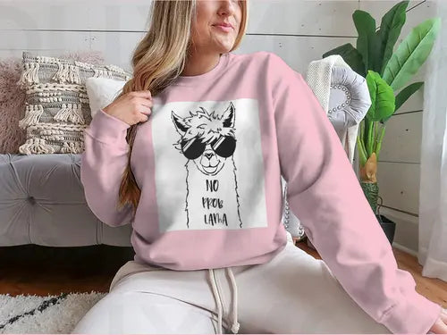 Cute Llama Face With Sunglasses Design for Sweatshirt Amazing Hot Prices For You