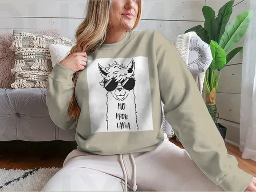 Cute Llama Face With Sunglasses Design for Sweatshirt Amazing Hot Prices For You