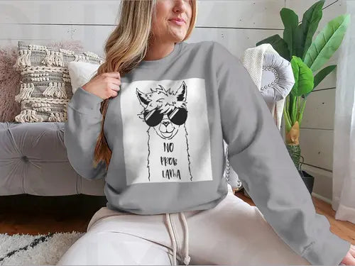 Cute Llama Face With Sunglasses Design for Sweatshirt Amazing Hot Prices For You