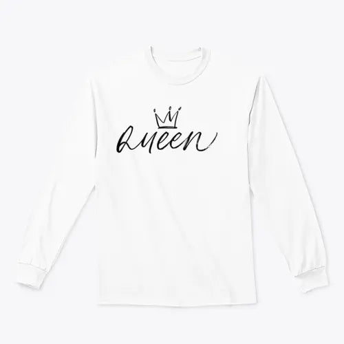 Queen Vector Brush Calligraphic Word With Crown Design for Sweatshirt Amazing Hot Prices For You