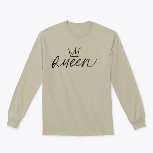 Queen Vector Brush Calligraphic Word With Crown Design for Sweatshirt Amazing Hot Prices For You