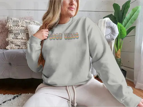 Retro Good Vibes Illustration Design for Sweatshirt Amazing Hot Prices For You