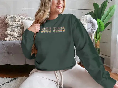 Retro Good Vibes Illustration Design for Sweatshirt Amazing Hot Prices For You