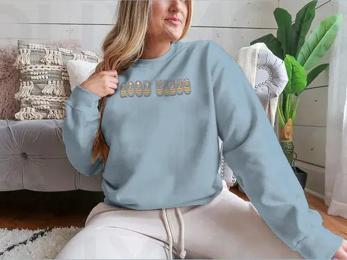 Retro Good Vibes Illustration Design for Sweatshirt Amazing Hot Prices For You