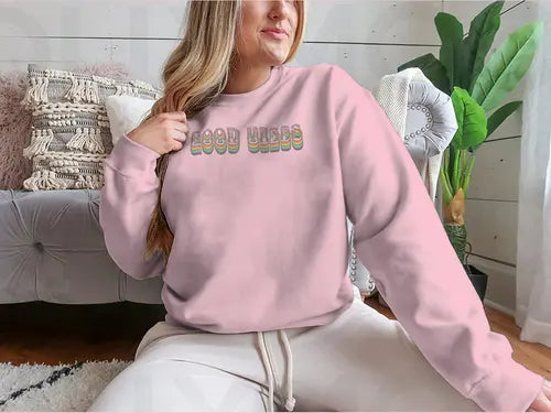 Retro Good Vibes Illustration Design for Sweatshirt Amazing Hot Prices For You