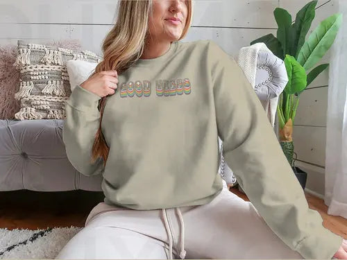 Retro Good Vibes Illustration Design for Sweatshirt Amazing Hot Prices For You