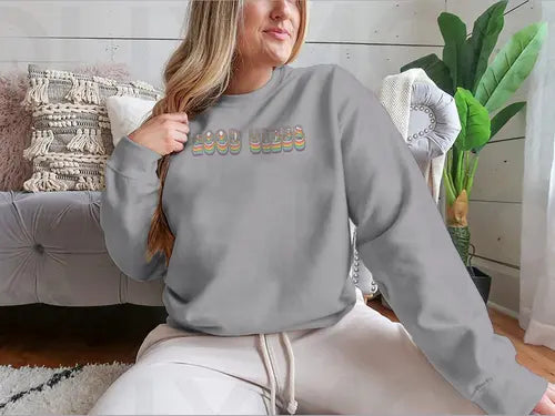 Retro Good Vibes Illustration Design for Sweatshirt Amazing Hot Prices For You
