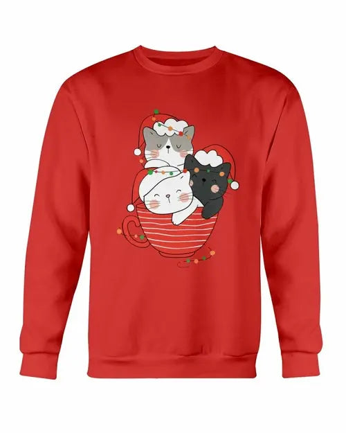 Cute Cats Cup Christmas Sweatshirt Amazing Hot Prices For You
