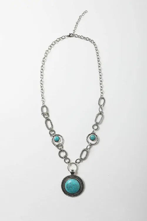 Soleil Turquoise & Silver Link Necklace Amazing Hot Prices For You