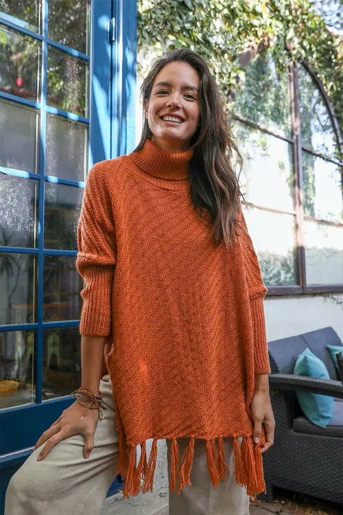 Sweater Weather Roll-Neck Poncho Amazing Hot Prices For You