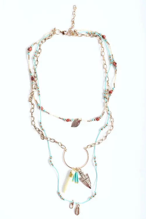 Tusk Horn & Arrow Layered Necklace Amazing Hot Prices For You
