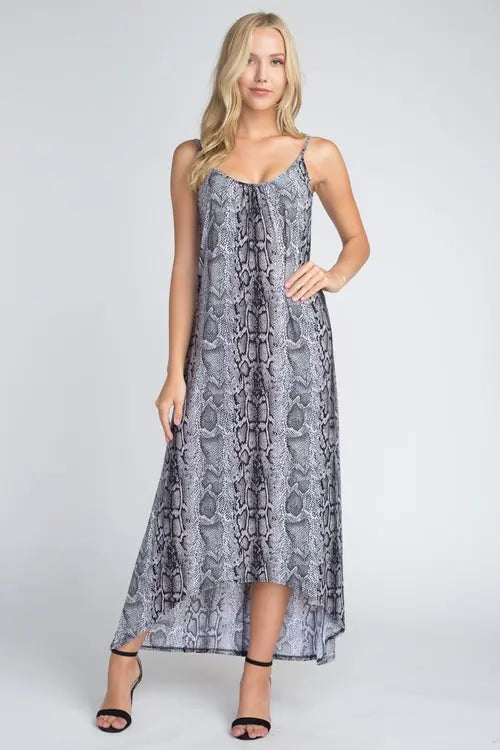 Women's Snakeskin Print Maxi Tank Dress Amazing Hot Prices For You